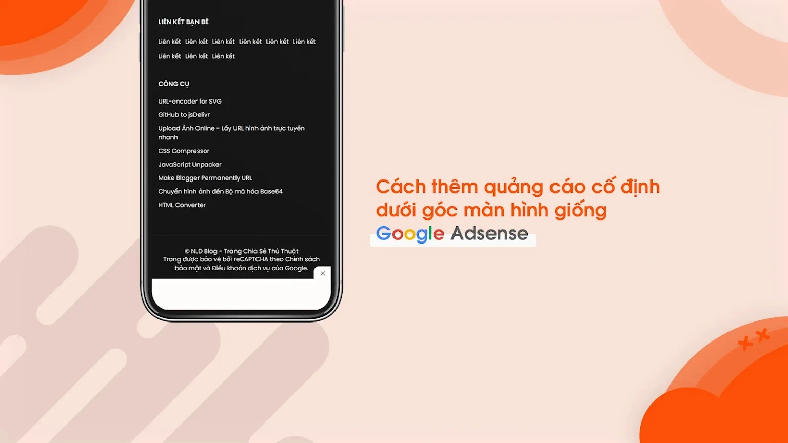 code quảng cáo dưới góc màn hình